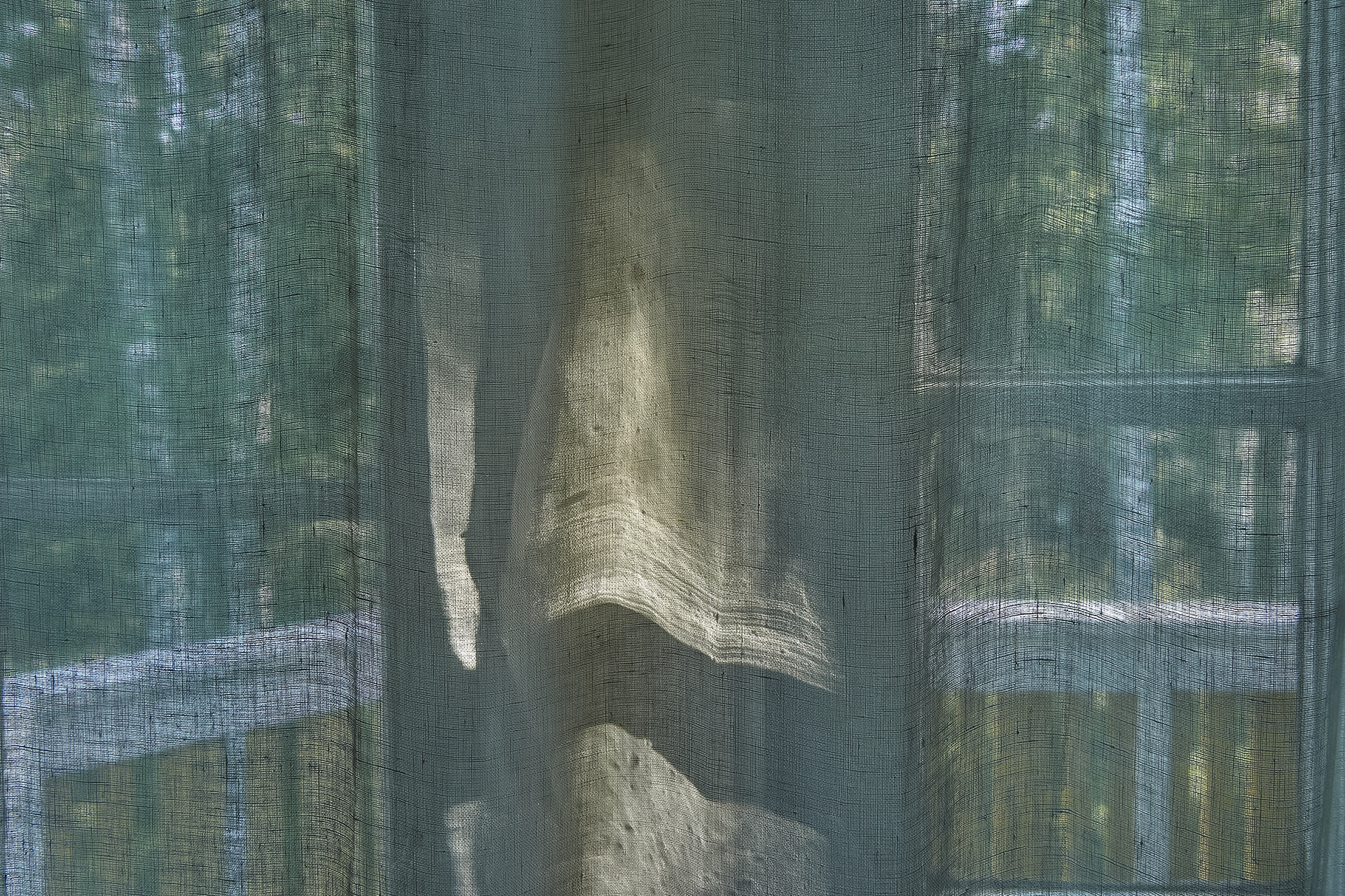 Random objects and places, morning light held in a muslin curtain